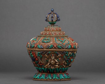 Tibetan Rice Pot | Traditional Gulpa Pot | Traditional Pot | Ancient Practices | Buddhist Ritual Offer | Nepal Souvenir | Buddhist Decors