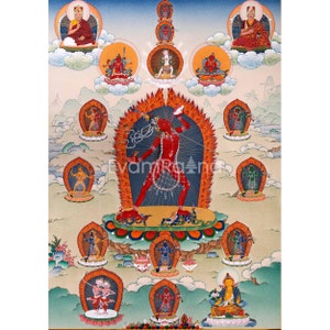 Vajrayogini With Eight Dakinis Thangka Print| Buddha and Bodhisattva Thangka Print | High Quality Digital Canvas Art Print | Home Decoration