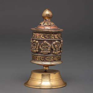 Tibetan Buddhist Spiritual Wheel | Handcrafted Brass Prayer Wheel for Meditation & Rituals | Tibetan Artifact | Made in Nepal | Home Decor