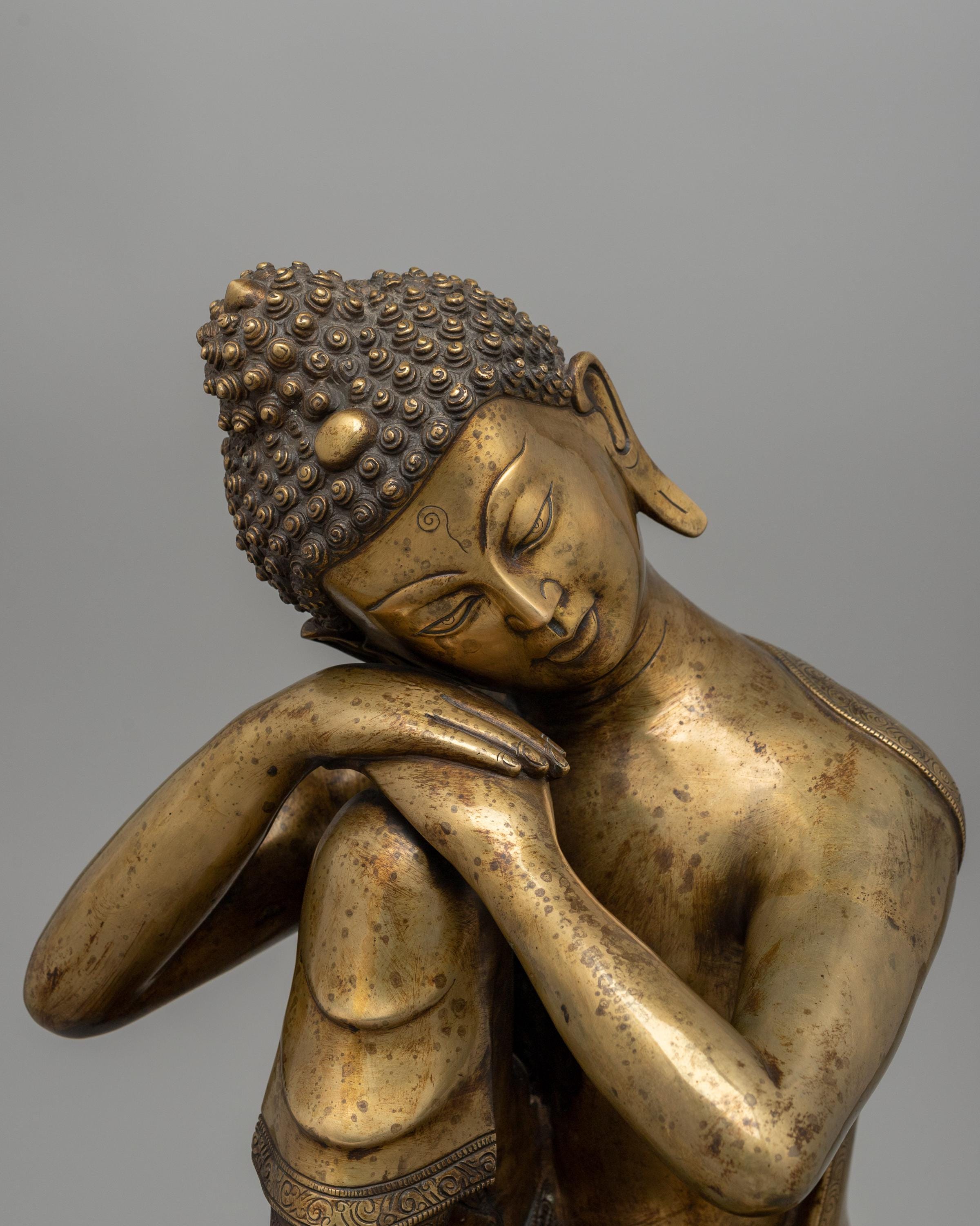 Buddha Statue With Head Resting on Knee | Zen Statue