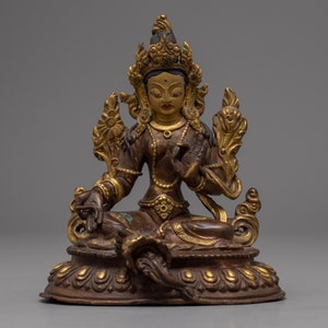 Green Tara Statue | Tibetan Mother Drolma Sculpture | Handcarved Buddhist Statue | Compassionate Deity | Traditionally Manufactured in Nepal