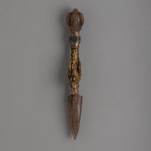 Phurba with Crystal | Handcrafted Ritual Artifact | Buddhist Ceremonial Kila | Meditation Room Decor | Buddhist Ceremonial Knife