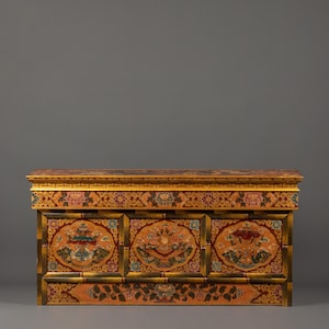 Traditional Tibetan Folding Table | Exquisite Wooden Altar Table for Home & Meditation Spaces | Hand-Painted Wooden Altar and Home Decor |