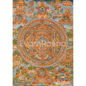 Hand Painted Buddha Mandala Thangka | Tibetan Buddhist Art | Meditation Mandala Painting | Spiritual Wall Decor | Ritual Mandala Artwork