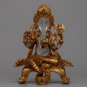 Handcrafted Crystal Ganesh Statue for Divine Blessings | Ganpati Crystal Sculpture | Hindu Deity | Religious Home Decor | Spiritual Gifts |