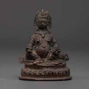 Antique Copper Dzambhala Statue | Tibetan Buddhist Deity of Prosperity | Dzambhala Statue for Spiritual Wealth and Abundance | Buddhist Art
