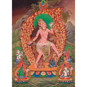 Hand-Painted Vajrayogini Painting | Dakini Thangka |Goddess Of Yoga Tantra |Traditional Artwork |Perfect for Meditation and Spiritual Growth