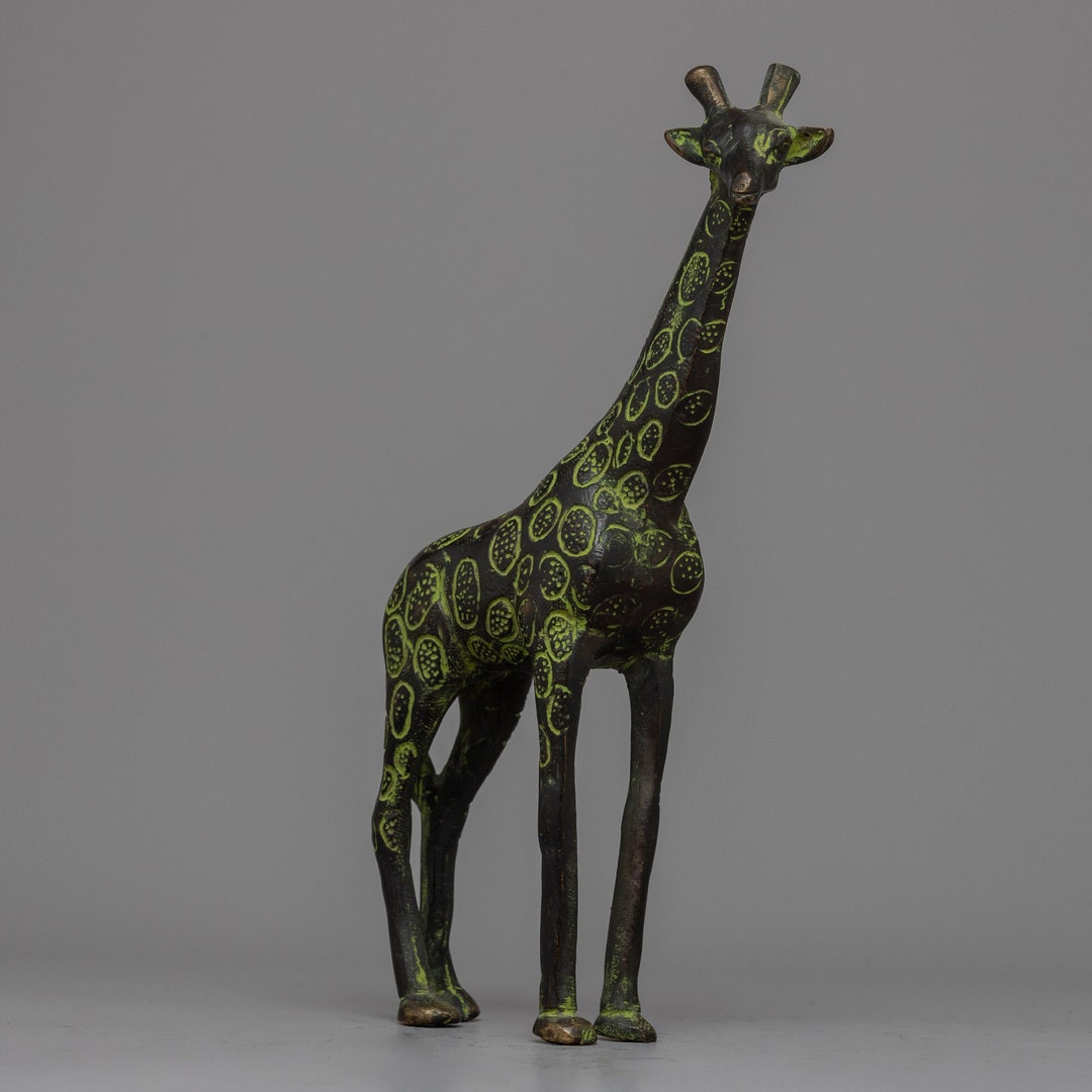 Handmade Giraffe Statue Sculpture Brass Animal Art Figure Sculpture