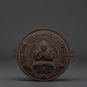 Tibetan Ghau Prayer Box | Copper Buddhist Amulet Box with Bodhisattva Motif | Handmade Portable Shrine for Rituals & Spiritual Protection