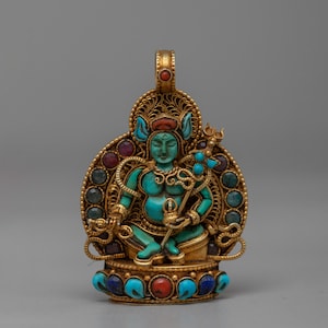 Buddhist Master Guru Padma Sambhava Sculpted Tibetan Locket for Your Spiritual Protection & Celestial Compassion | Guru Rinpoche Artwork |