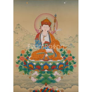 Guru Rinpoche Thangka Artwork | Traditional Thangka Print | Padmasambhava, The Lotus Born | Print for Guided Meditation | Buddhist Gift Idea