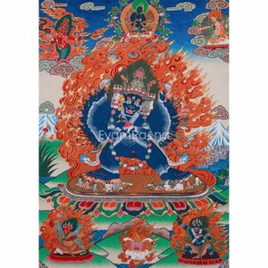 Fierce Yamantaka Thangka | Wrathful Protector Deity | Tantric Protector Art | Spiritual Home Decor | Tibetan Wall Art | Ritual Altar Decor