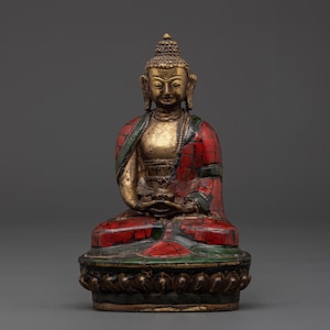 Amitabha Religious Buddhism Statue | Spiritual Home Decor | Tibetan Buddha for Altar, Meditation Room, Yoga Space & Buddhist Gift Idea