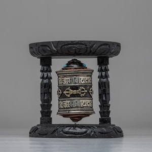 Handmade Spinning Prayer Wheel | Symbol of Compassion and Spiritual Protection | Handcrafted Tibetan Ritual Tool for Spiritual Blessings |