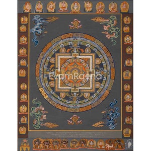 Vintage Buddha Mandala | Buddhist Art | Spiritual Art | Thangka Painting | Home Decor | Hand-Painted Tibetan Art for Yoga and Meditation