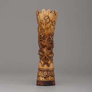 Handcrafted Chitipati Mahakala Statue | 16.5cm Ethically Sourced Buffalo Bone Craft | Tibetan Guardian Deity for Spiritual Dharma Protection