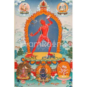 Rare Assembly of Vajrayogini Mandala, Semi-wrathful Vajrayogini Thangka Print for Practice, Vajrayana Meditation & Buddhist Sacred Wall Art