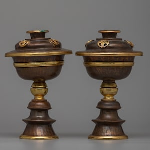 Copper Butter Lamp Set | Buddhist Light Offering Butter Lamp | Handcrafted Offering Set | Buddhist Souvenir | Nepalese Artwork | Home Decor