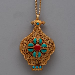 Handcrafted Ghau Box: Sacred Tibetan Amulet Holder | Ghau  for Spiritual Keepsakes | Store Sacred Relics with Reverence | Tibetan Art