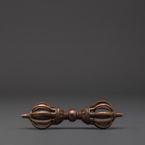 Oxidized Copper Dorje Vajra for Spiritual Protection | Buddhist Ritual Tool | Tibetan Double Thunderbolt | Sacred Meditation Altar Decor