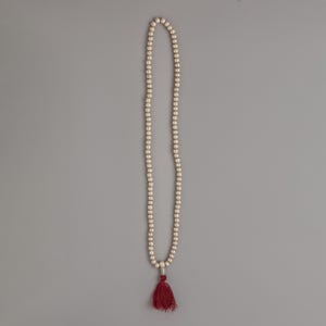 90% Silver Prayer Mala Beads | Handcrafted Tibetan Mala with Red Tassel | Meditation Necklace | Buddhist Spiritual Jewelry | Mantra Chanting