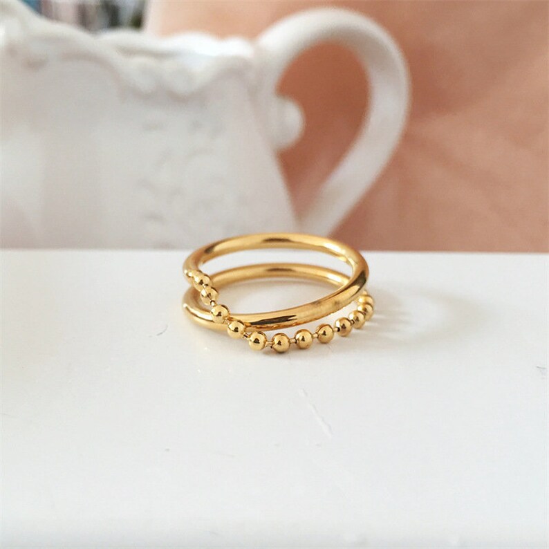 18K Gold Twisted Ring Gold Twist Chain Ring Dainty Gold Etsy