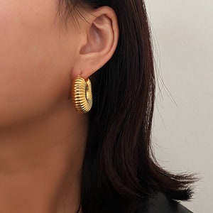 Chunky Gold Hoop Earrings Thick Gold Chunky Hoops Christmas - Etsy