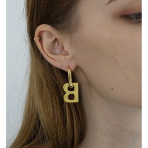CHANEL CC logos Hoop 2 way Dangle Earrings Gold Tone 29 Auth w/Box #19000