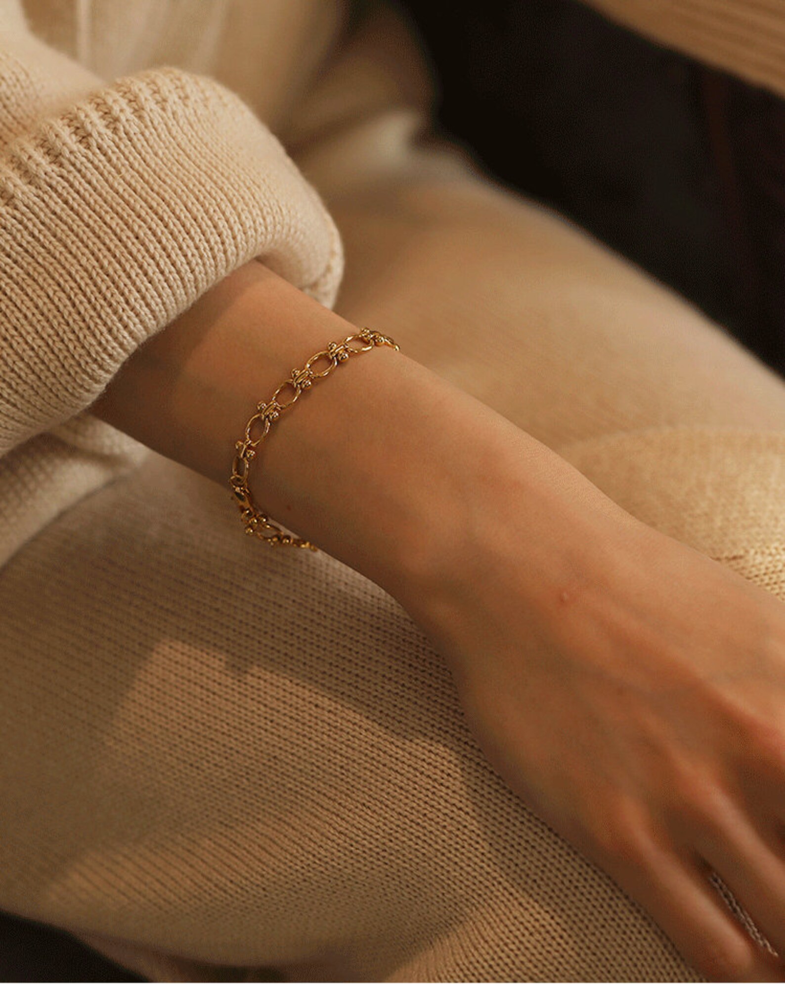 18K Gold Linked Chain Bracelet Link Chain Gold Bracelet Etsy