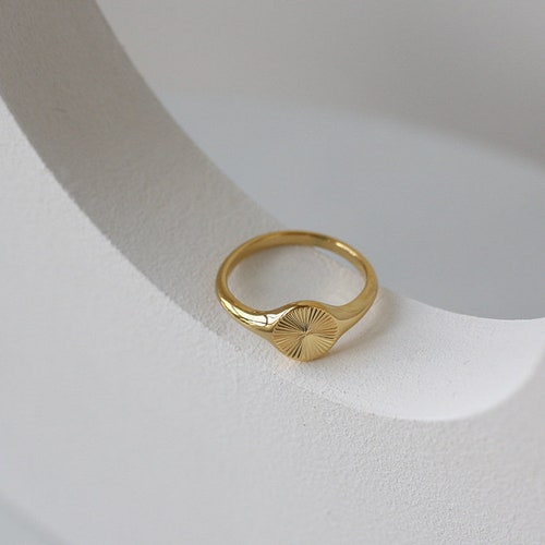 18k Gold Croissant Ring Statement Ring Gold Plated Ring Etsy