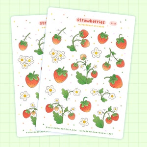Strawberries Sticker Sheet, Journal Stickers, Planner Stickers, Bullet Journal, Scrapbooking Stickers
