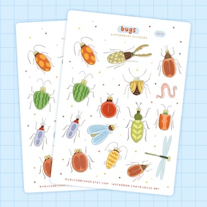 Stickervel insecten, dagboekstickers, plannerstickers, Bullet Journal, stickers scrapbooking