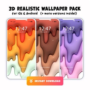 3D Icing Phone Wallpapers (Set of 18), 3D Splash Screen, Wallpaper for Android, Wallpaper for iPhone, Phone Screensaver, Inflated art