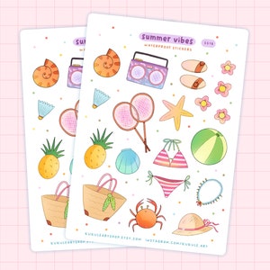 Summer Vibes Sheet, Journal Stickers, Planner Stickers, Bullet Journal, Scrapbooking Stickers