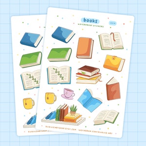 Bücher Stickerbogen, Journal Sticker, Planner Sticker, Bullet Journal, Scrapbooking Sticker
