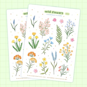 Folha de adesivos de flores silvestres, adesivos de diário, adesivos de planejador, diário de marcadores, adesivos de scrapbooking