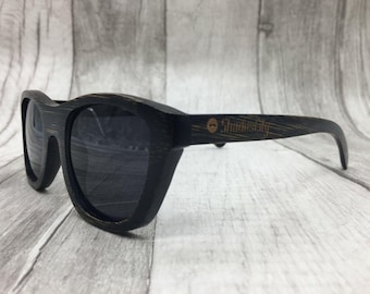 Black Bamboo Frame Grey Polarized Sunglasses 100% Protection