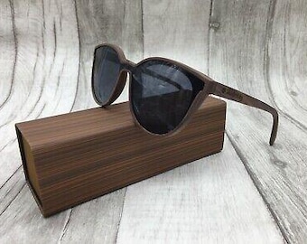 Walnut Wood Frame Brown One Piece Polarized Sunglasses
