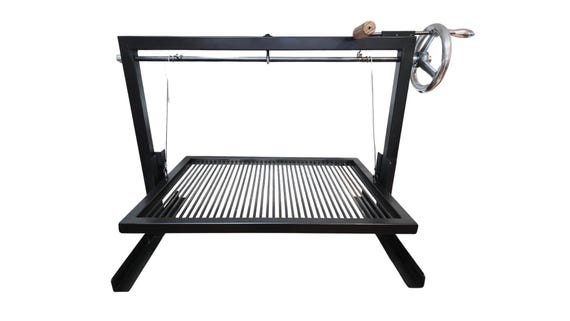 Parrilla Argentina Portátil #TallerDelBBQ | Estilo Santa María Acero Reforzado con Sistema Elevable | Para Leña o Carbón