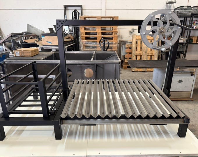 Featured listing image: Parrilla Argentina Grill V Canal Recoge Grasas | Brasero Lateral #TallerDelBBQ | Sistema Elevable Frontal | Estilo Santa María | Desmontable