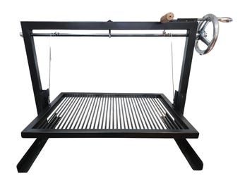 Portable Argentine Santa Maria Grill “La Reja” | Fixed Steel BBQ Grill with Height Adjustment Wheel | Wood or Charcoal #TallerDelBBQ