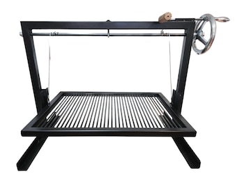 Portable Argentine Santa Maria Grill – Model “La Reja” | Handmade Steel BBQ | Height Adjustable | Wood or Charcoal