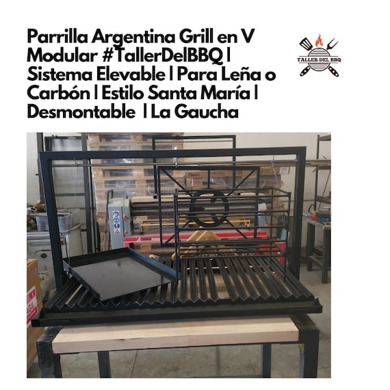 Parrilla Argentina Grill en V Modular #TallerDelBBQ | Sistema Elevable | Para Leña o Carbón | Estilo Santa María | Desmontable  | La Gaucha