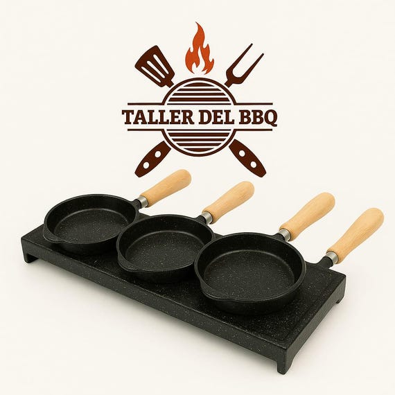 Set x3 Provoleteras de Chapa Enlozada con Mango de Madera –  #TallerdelBBQ