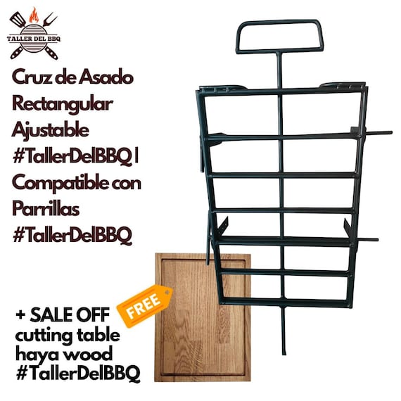 SET OFFER: Cruz de Asado Rectangular Ajustable + Cutting Table Haya | Compatible con nuestras Parrillas Santa María | Braseros #TallerDelBBQ