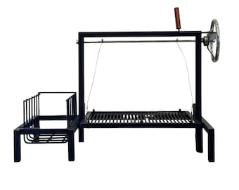 Parrilla Argentina  Grill + Brasero #TallerDelBBQ Acero Reforzado | Sistema Elevable | Para Leña o Carbón | Estilo Santa María | Desmontable