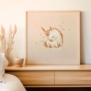 Whimsical Watercolour Unicorn Nursery Art Print - Instant Digital Download - Magical Unicorn Wall Decor for Kids Room, Nursery, Playroom