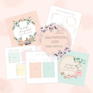 Editable Canva Template - Baby’s First Year Memory Book - Customizable Baby Milestone Journal - Instant Download Printable Baby Book