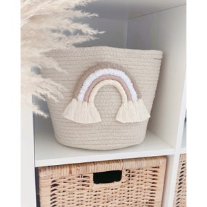 Makramee Regenbogen Aufbewahrung - Aufbewahrungskorb- Körbchen - Korb - Windelkorb - Regenbogen Makramee - Babyzimmer - Kinderzimmer