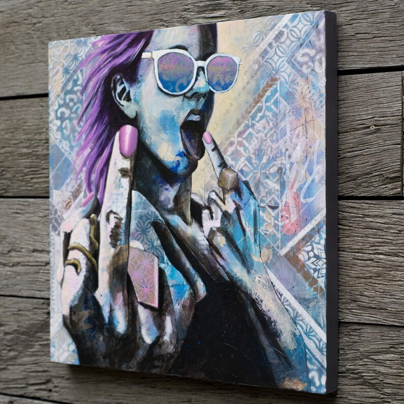 Original Painting of a Woman on Wood Panel - 'Come Hither' Original Art Wall Decor - Wall Art - Original Artwork image 4